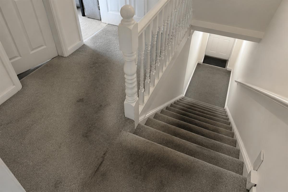 Stairs and landing before cleaning